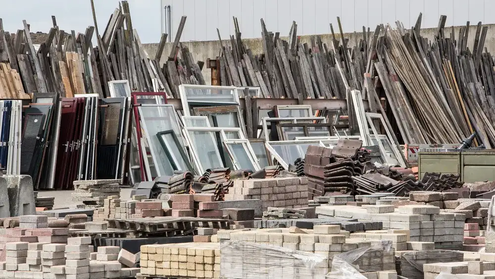 A collection of bricks in a disorganized pile, representing a common construction material takeoff for various projects